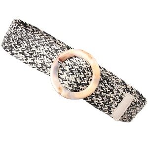 Black & White Woven Wide Belt